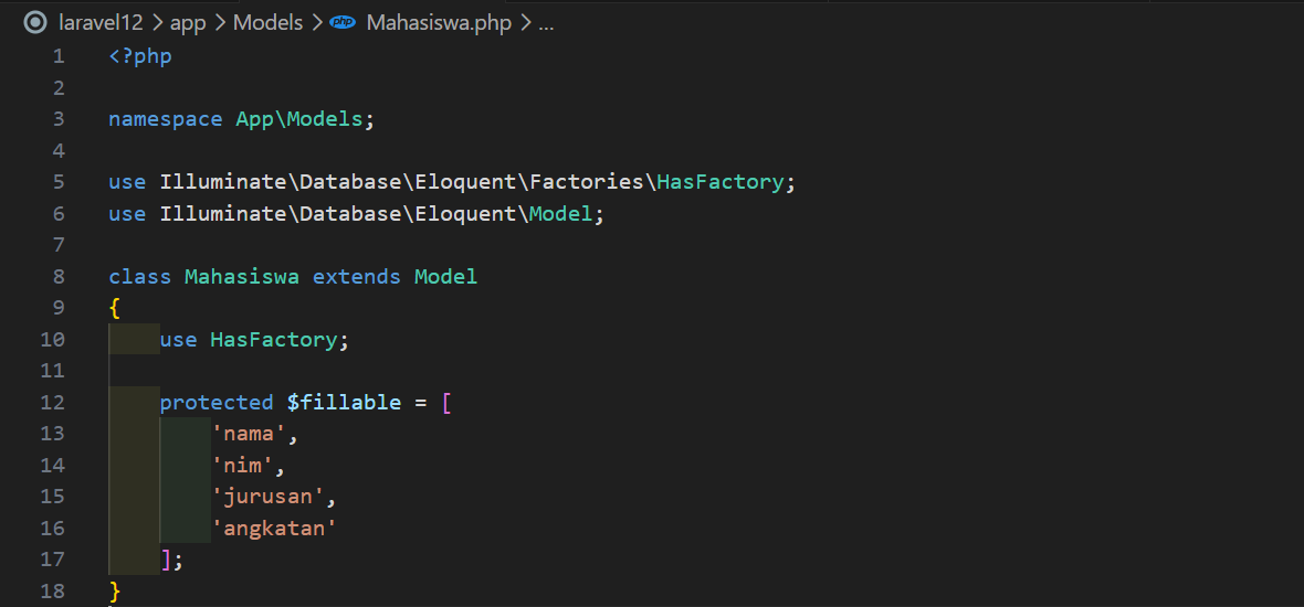 Isi file Mahasiswa.php